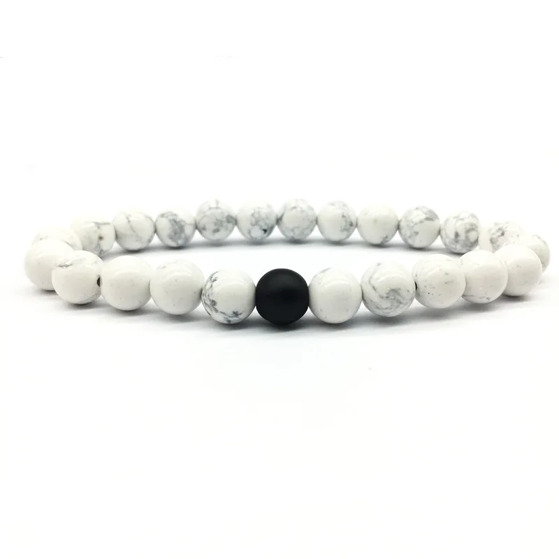 

diy accessories hot selling black pumice stone mini white turquoise bracelet 8mm lovers set bracelet for men women, As picture