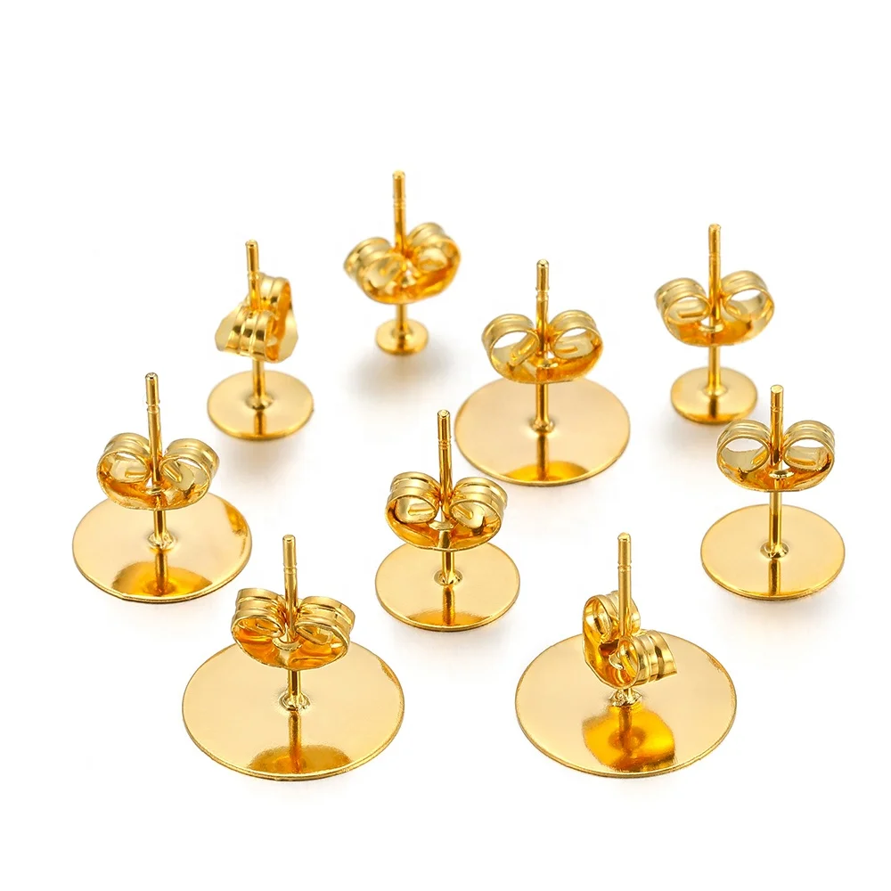 

Hot Sale Gold Plated Stainless Steel Earring Posts Ear Nut Backs Earring Studs Diy Jewelry Accessories