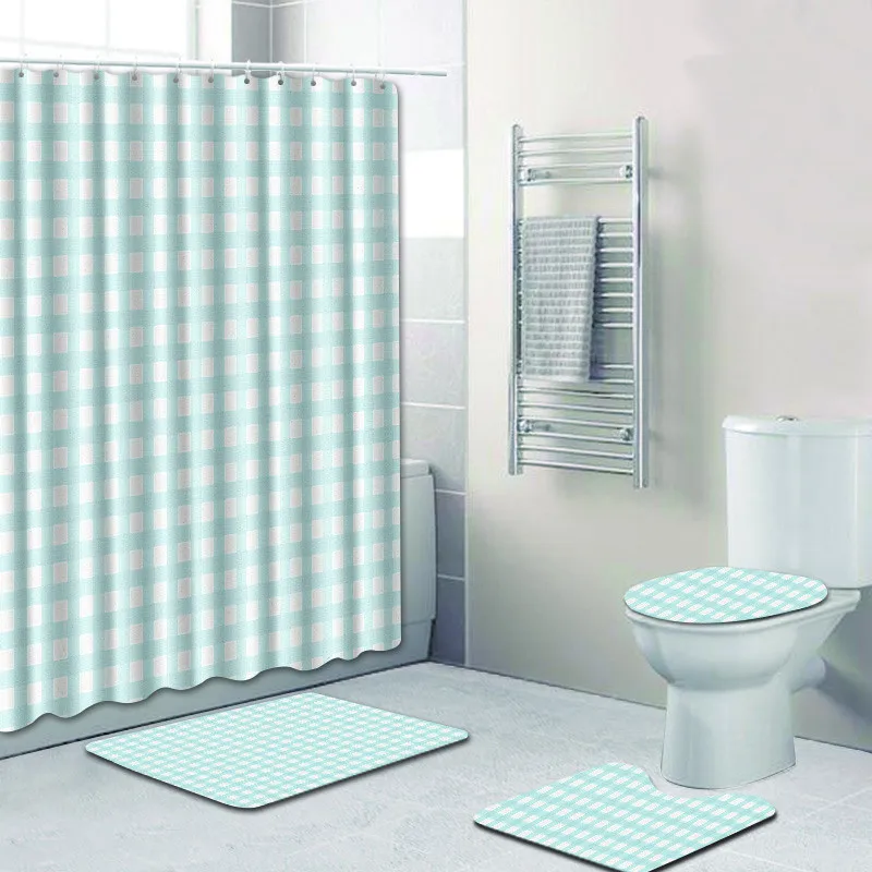 With Matching Shower Curtain Nonslip Rug,Toilet Lid Cover And Bathroom
