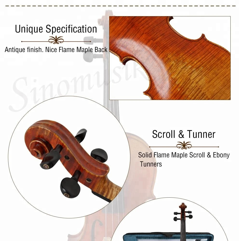 

Factory price antique handmade high quality chinese violins size -1/8 for sale including case made in China, Red brown