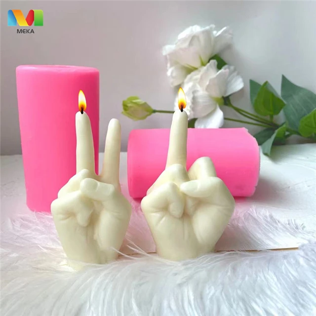 

L109 DIY Aromatherapy middle finger candle molds candle plaster handmade Hand shape silicone mold for candles, Stocked