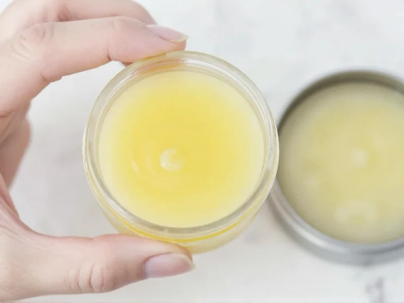 Finished homemade lip balm in containers