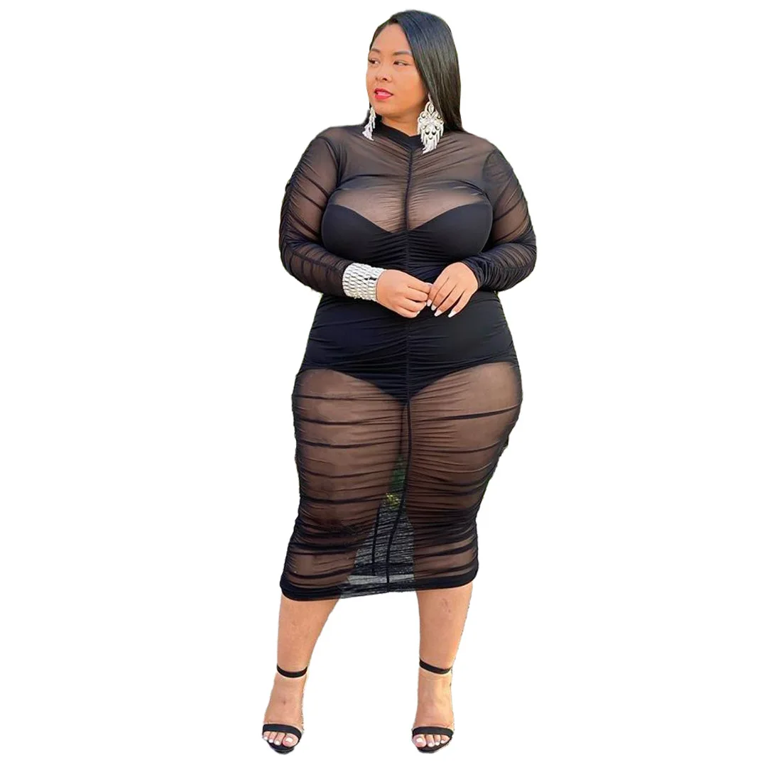 

fashion casual fat lady 5xl maxi black mesh dress women clothing plus size women dresses ladies