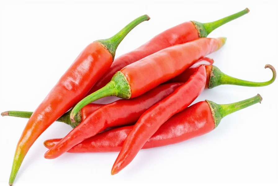 Chili and chile comparison on wooden background