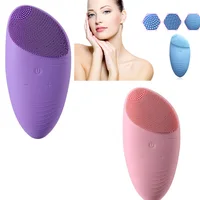 

IPX7 Heating Electric Sonic Silicone facial cleansing brush Warm vibrating Face cleaner Skin care device Gentle exfoliation