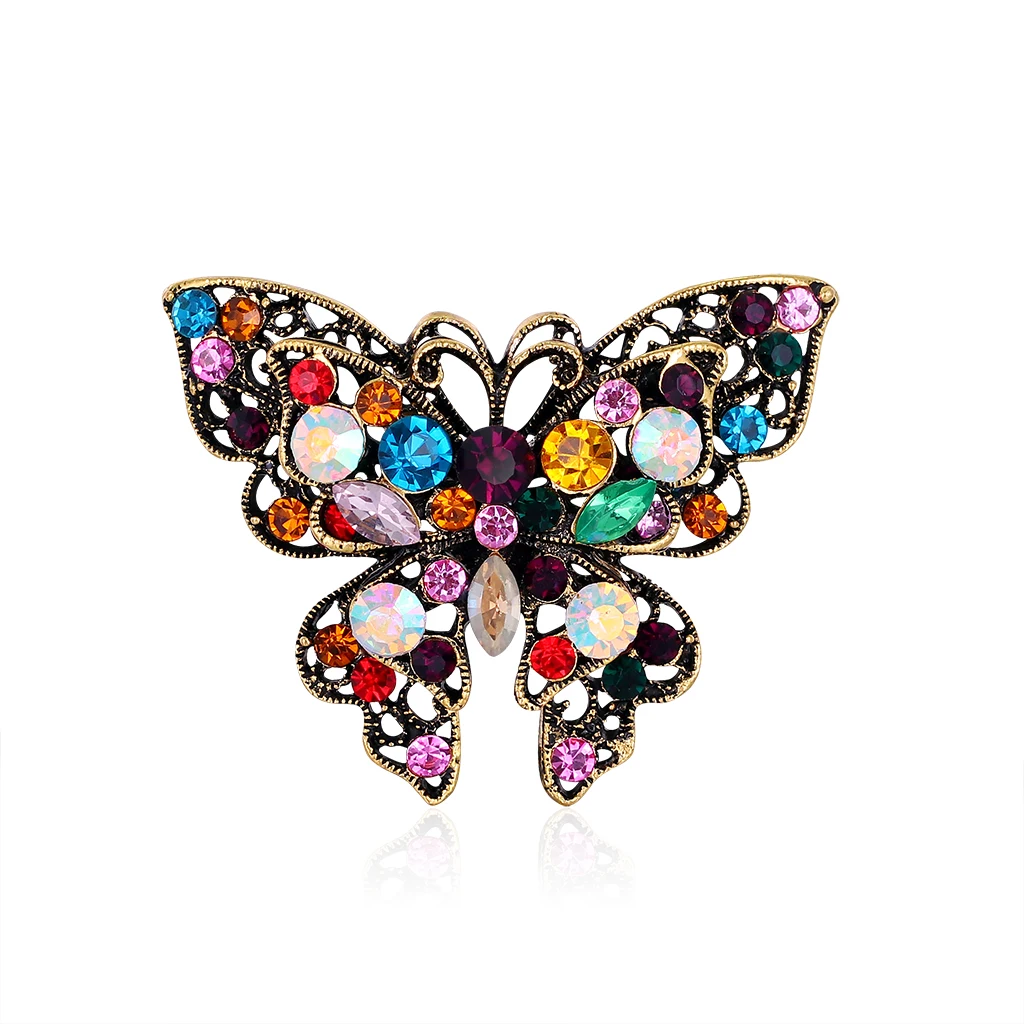 

Bling Luxury Brooches Hotsale Jewelry Fashion Designer Mulit Color Rhinestone Fashion Women Butterfly Scarf Brooch