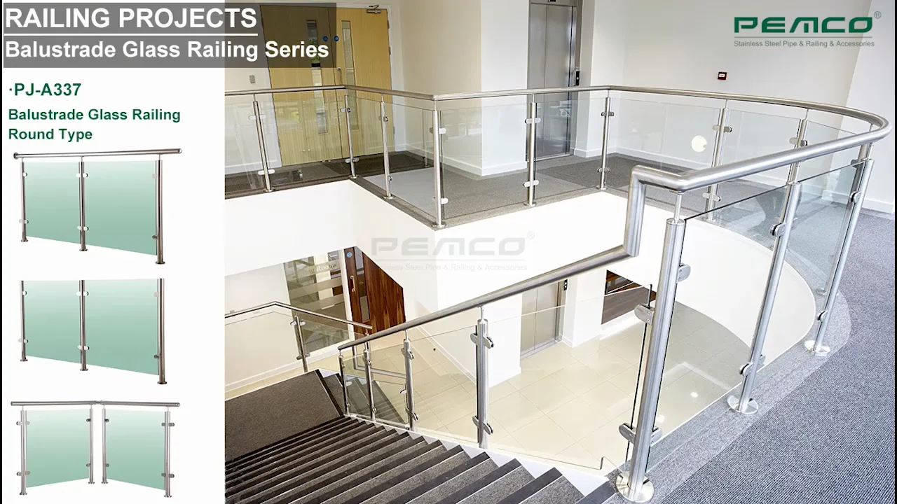 Tempered Terrace Black Post Baluster Balcony Stainless Steel Railing Glass Balustrade Designs