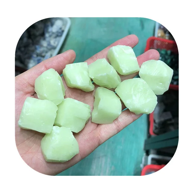 

Wholesale crystals minerals rough gemstone light green Luminous raw stones for Decor