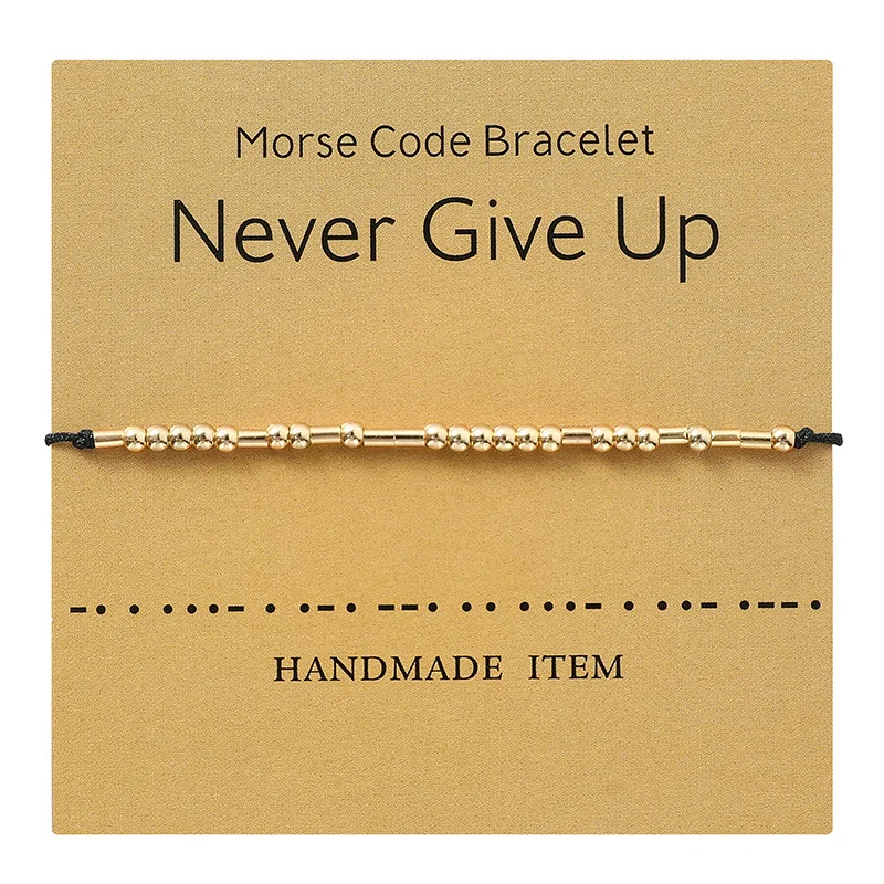 

Fashion Handmade Adjustable Silver Gold Plated Beads BFF Friend Luck Family Hope Faith Morse Code Bracelet Jewelry For Women