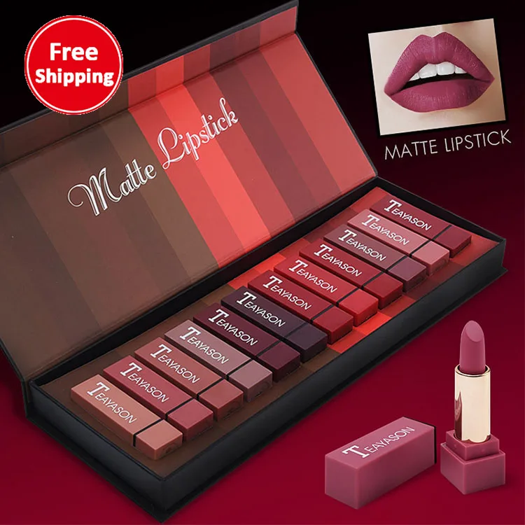 

FREE SHIPPING 12 Colors Sexy Square Tube Lipstick Matt Long Lasting Makeup Cosmetic