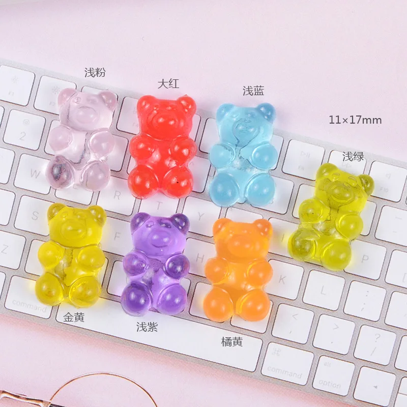 

3d Cute Bear Resin Nail Art Decorations Aurora Nail Bear Charms Jelly Ornaments Diy Butterfly Manicure Accessories, 7 designs