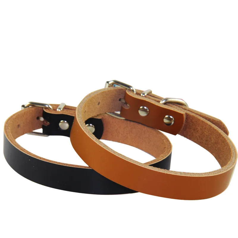 

Leather pet dog collar with metal buckle for medium larger dogs heavy duty dog collar personalized