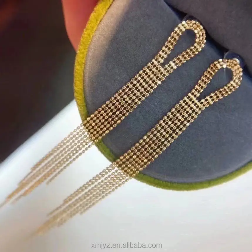 

Certified 18K Gold Long Tassel Lace Eardrops AU750 Stylish And Personalized Women's Personalized Earrings High-End