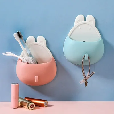 

Rabbit Shape Wall Hanging Storage Box Bathroom Toothpaste And Toothbrush Rack Free Punching Strong Drain Storage Box