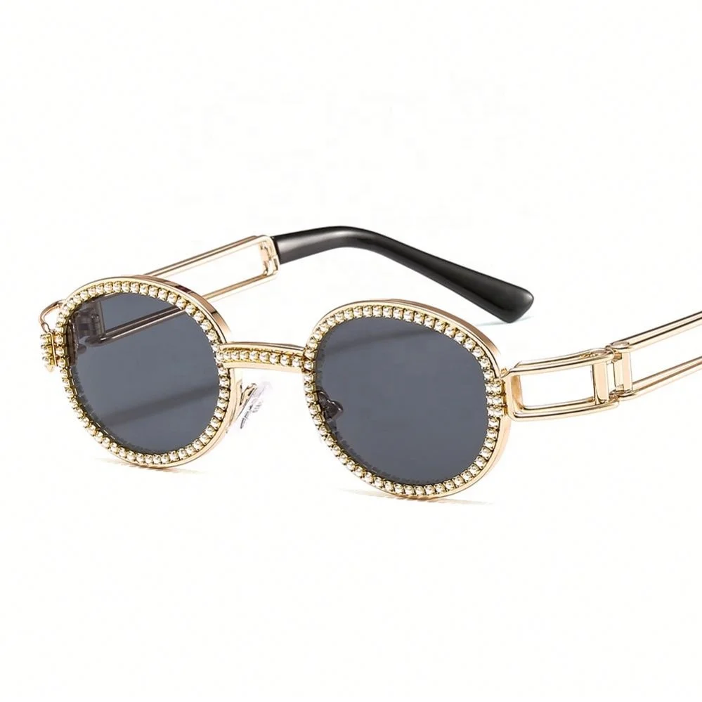 

Trendy Retro Oval Rhinestone Sunglasses Metal Glasses in Stock, Colors