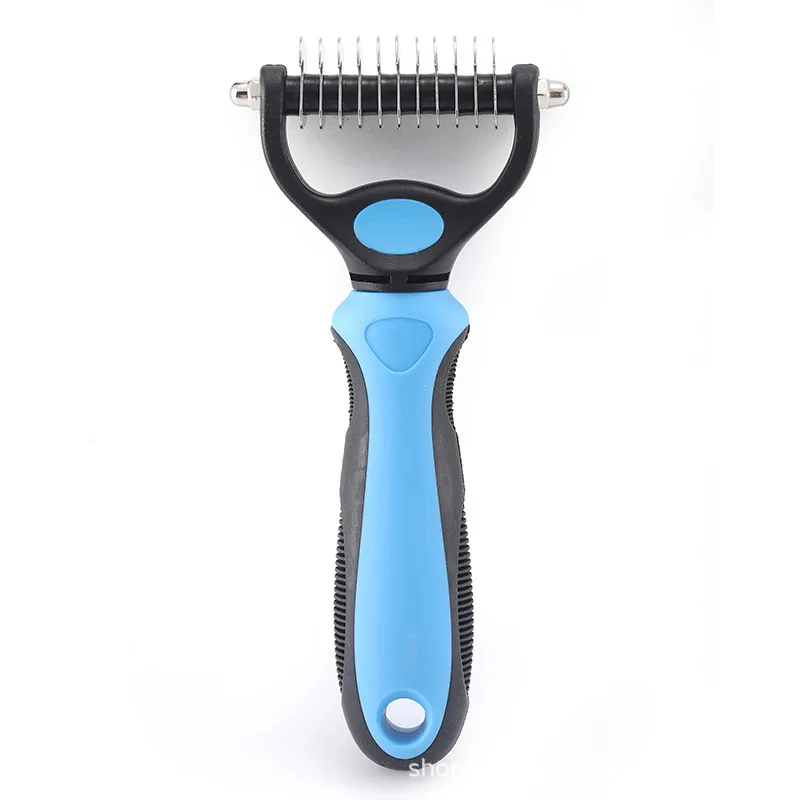 

Pet Hair Removal Comb Double Sided Blades Fur Dematting Trimmer Clean Hair Dog Brush Cat Deshedding Brush Grooming Tool, Customized color