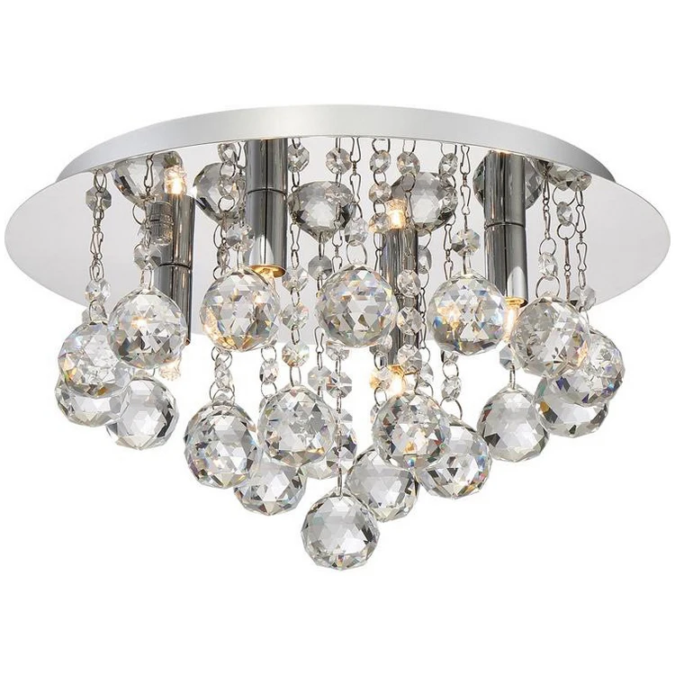 Modern Indoor Home Fixture Round Crystal Ball Flush Ceiling Mount Light For Living Room