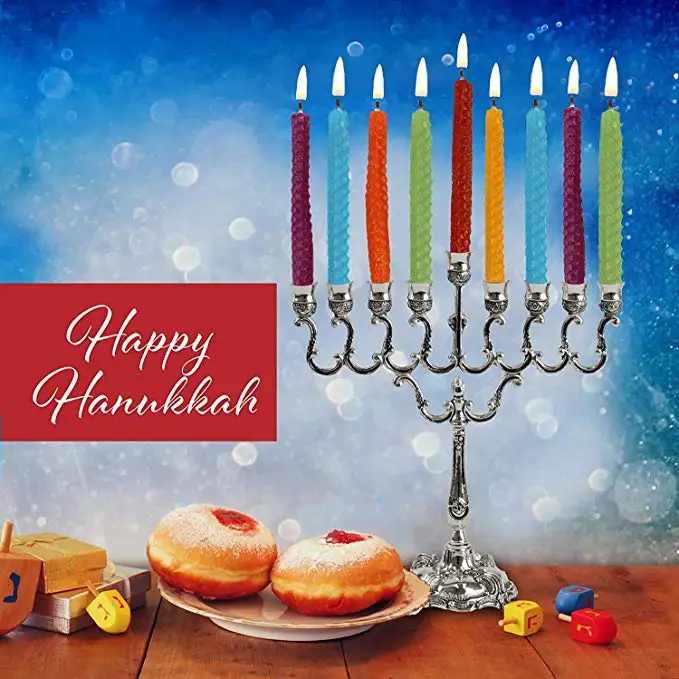 Hanukkah Candles Judaica Ecofriendly Multicolor Beeswax