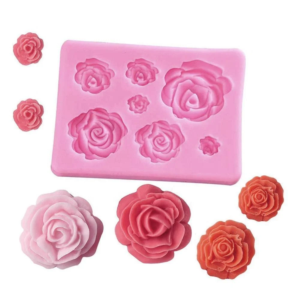 

Hot sale rose flower silicone molds wedding cupcake topper fondant cake decorating tools, Pantone color of silicone bakeware set
