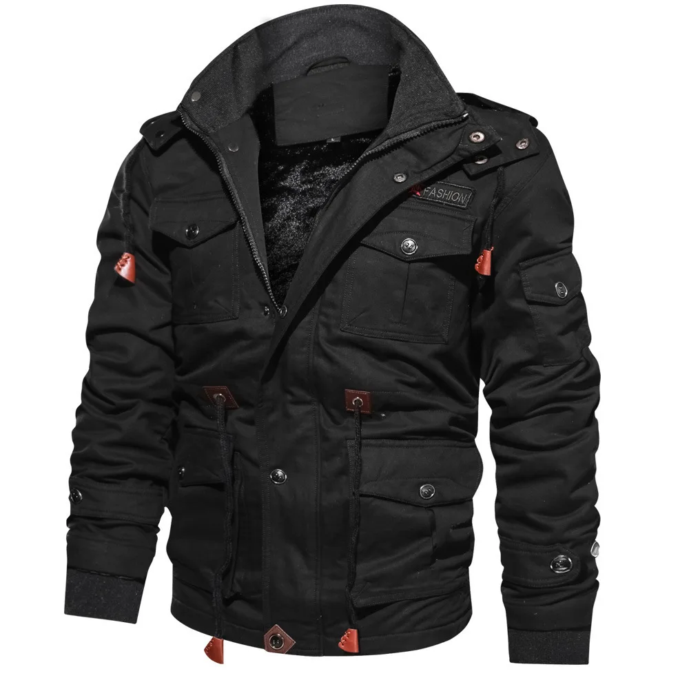 

Mens Cotton Winter Windbreaker Jackets Outdoor Hiking Hooded Coat Military Army Fleece Link bomber jacket, Picture