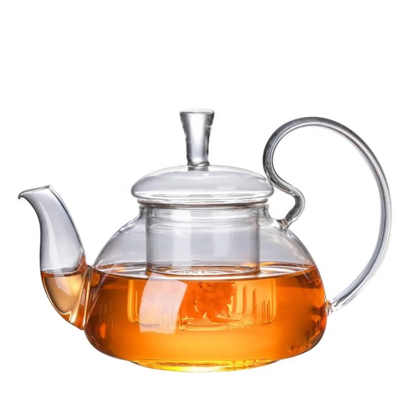 

China factory Customize Heat Resistant Borosilicate Glass Teapot With glass Strainer, Transparent