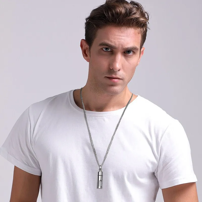

Men Accessories Stainless Steel Openable Steel Glass Bottle Pendant Necklace Gold Plated Perfume Bottle Pendant Necklace, Picture shows