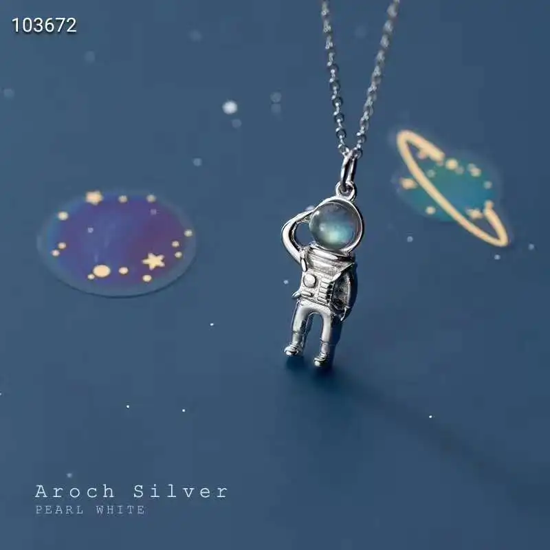 

RFJEWEL Fashion Sterling Silver spaceman S925 necklace jewelry necklace for children