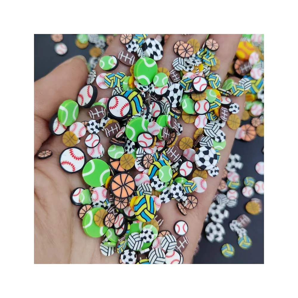 500g/Lot Sport Theme Polymer Clay Slice Basketball Volleyball Football Tennis Sports Lovers Clay Sprinkles for Nail Art Decor