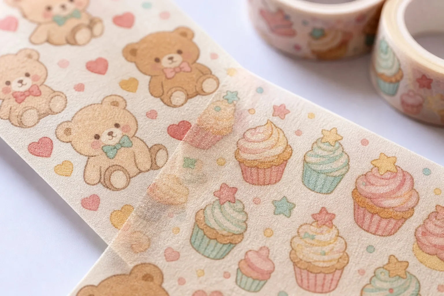 Bear and cupcake washi tape pattern macro