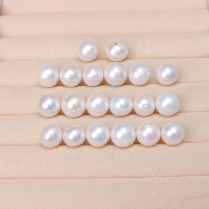 

Top Quality Round Shape White Freshwater Pearl for Earring 4A+ Grade Chinese Cultured half Hole Freshwater Pearls