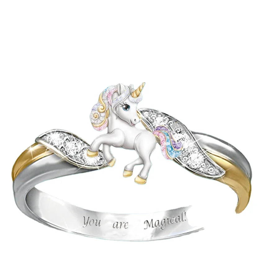 

Cross-border hot sale new fashion temperament popular cute unicorn ring for children