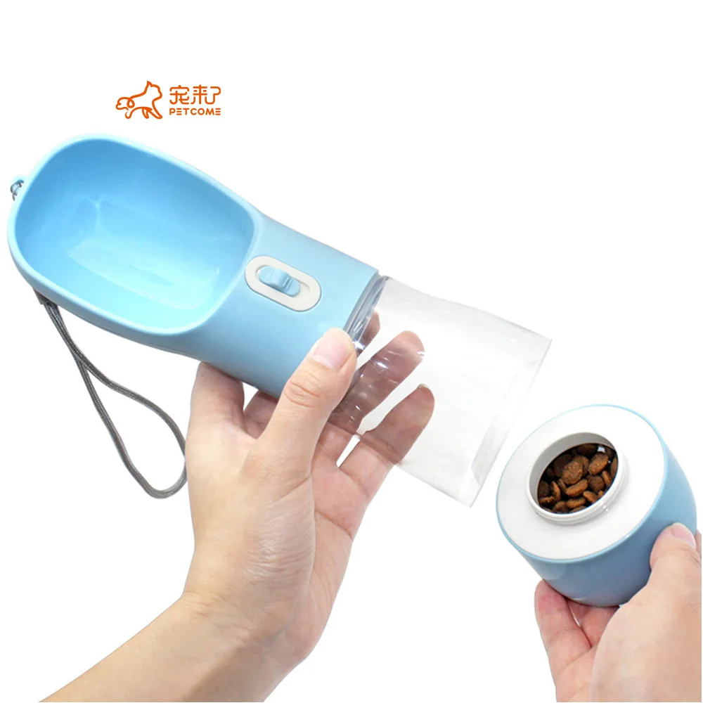 

PETCOME Suppliers Direct Sale Plastic Travel Multi Use Portable Dog Drink Bottle With Dog Food, 4 colors