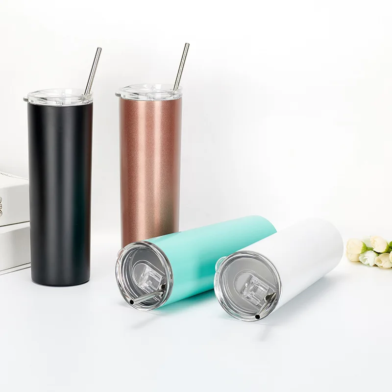 

New Product Wholesale 2020 Double Wall Stainless Steel Straight Vacuum Insulated 20 oz Tumbler Travel Mug Cup with Lid and Straw, Customized color