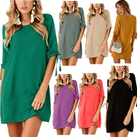 

Wholesale Hot Sale New Style Round Neck Long Sleeve Casual Women Dress