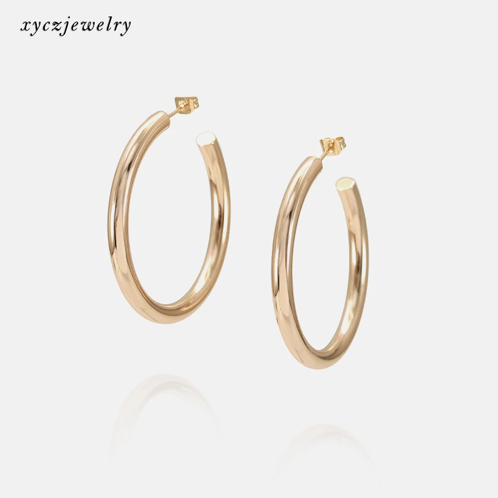 

Xingyu Trendy hoop earrings 18K gold jewelry fashion simple hoop earrings, Picture