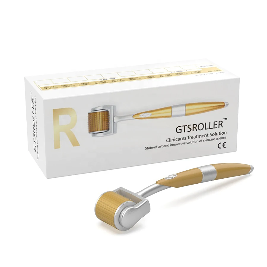

MIQM high quality I.25mm titanium derma roller microneedling micro needle 0.5 mm derma roller for face hair regrowth, Gold