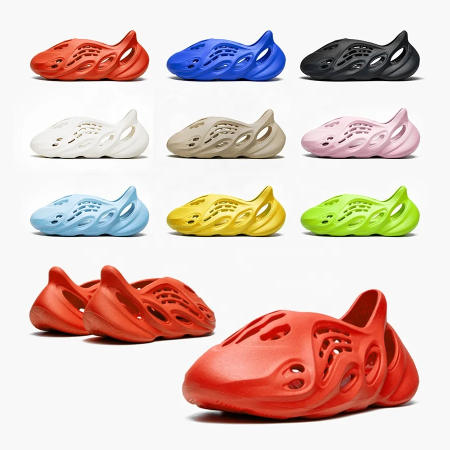 

oam runner yeezy kids nino sendals yeezys inspired slides children baby slid slipper dropshipping boy toddler yezzy sandals, White yellow green black orange pink