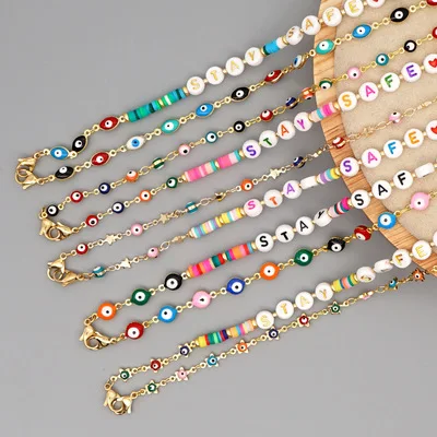 

Trendy Pearl Acrylic Letter Chain For Glasses Hanger Sunglasses Holder Necklace