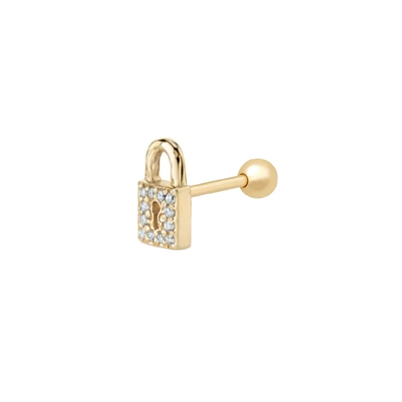 

Single Mini Padlock 925 Sterling Silver Stud Earring Fashion jewelry Wholesale
