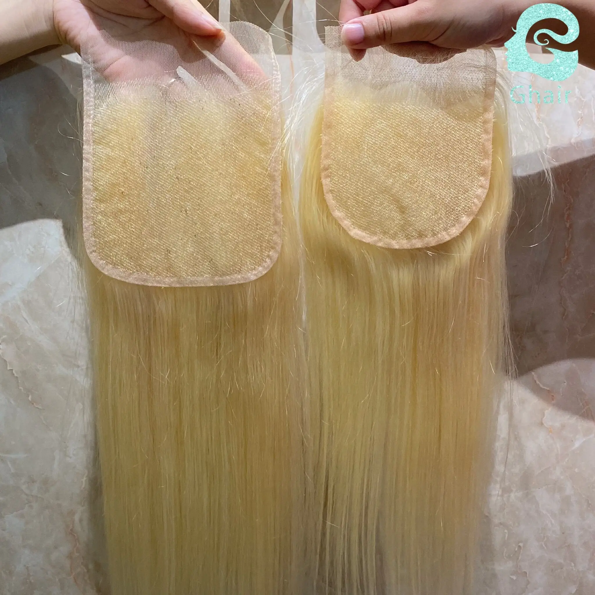 

2019 top quality virgin human hair 4x4 5x5 transparent blonde closure #613 lace closure