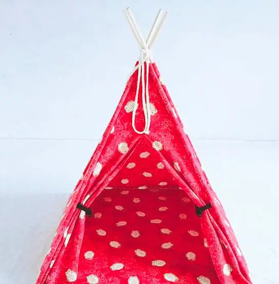 

factory hotsale pet house tent safari style cat bed wood dog tent bed