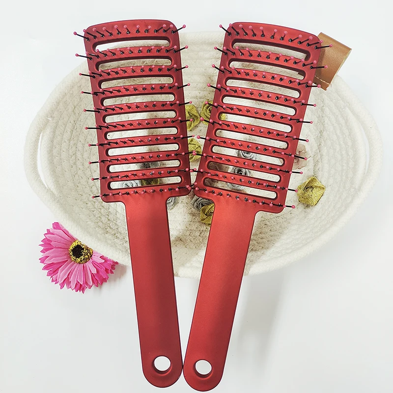 

Women Hair Scalp Comb Nylon Bristles Hairbrush For Salon Hairdressing Tools Curved Vented Detangling Hair Combs