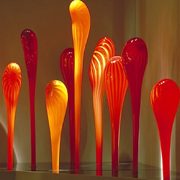 

Art Glass Garden Sculptures Orange Glass Floor Lamp Custom Murano Glass Spears for Home Decor Indoor or Outdoor Art Crafts