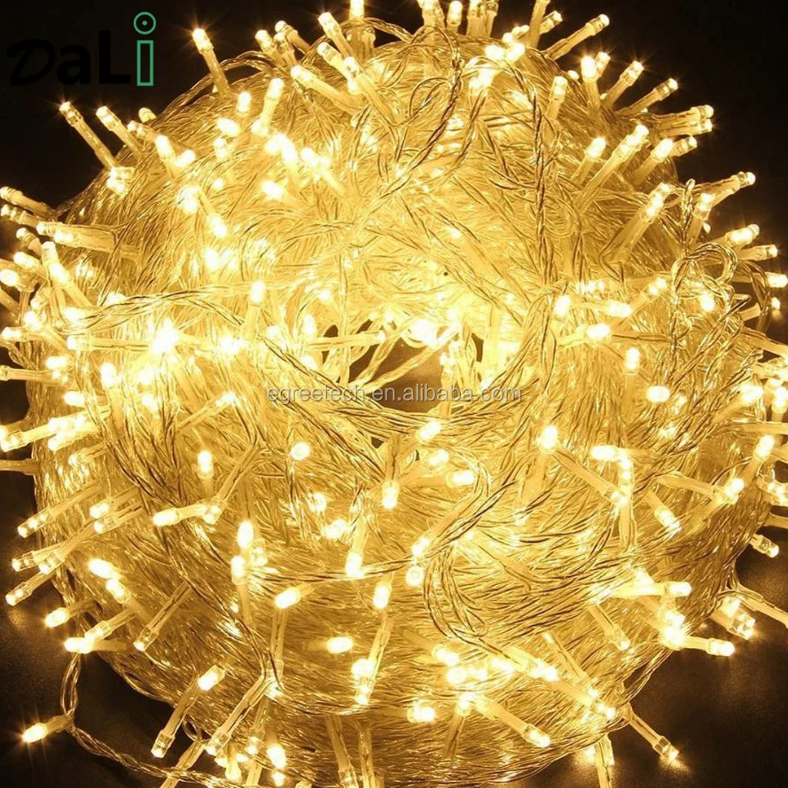 Outdoor String Lights 66ft 200 LEDs Warm White Christmas Fairy String Lights 8 Modes with Remote and Timer Plug in use