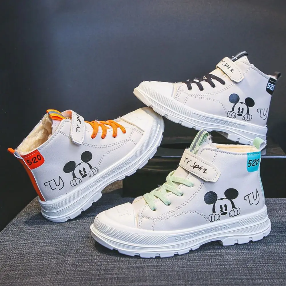 

New Arrival Children's Cartoon Mickey Non-Slip Soft Girls Casual Shoes Warm Cotton Kids Boots, Black/green/orange