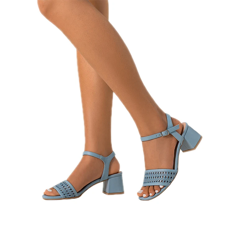 

Spring Sandals 2022 Blue Open Toed Hollow Out Women's High Heels Fashion Lady High Heels Sandals, Blue yellow
