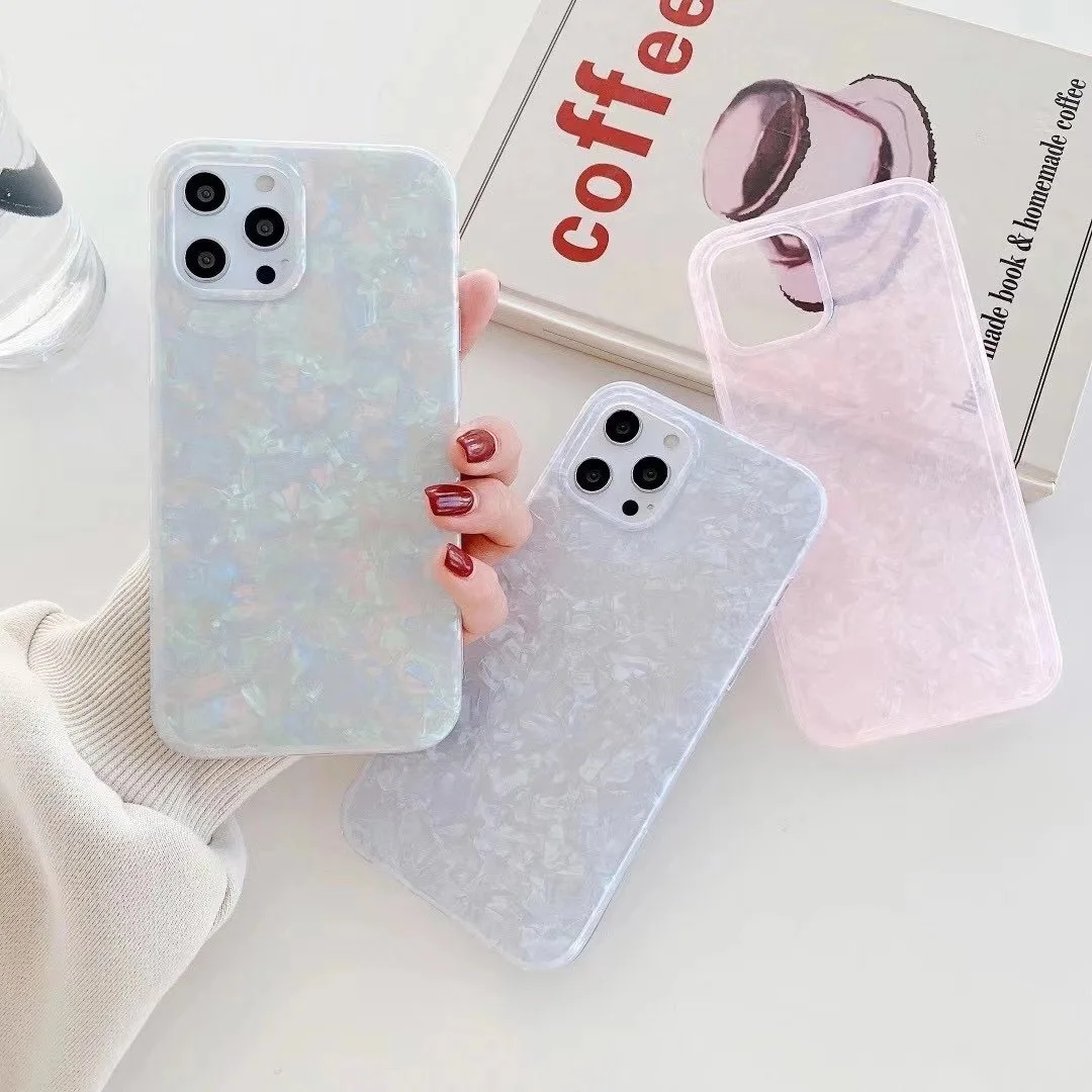 

Fashion Conch Shell Custom TPU IMD Translucent Bling Cell Phone Case for iphone 12 pro max 11 pro xr xs max 7 8 plus, White, pink, multi, black
