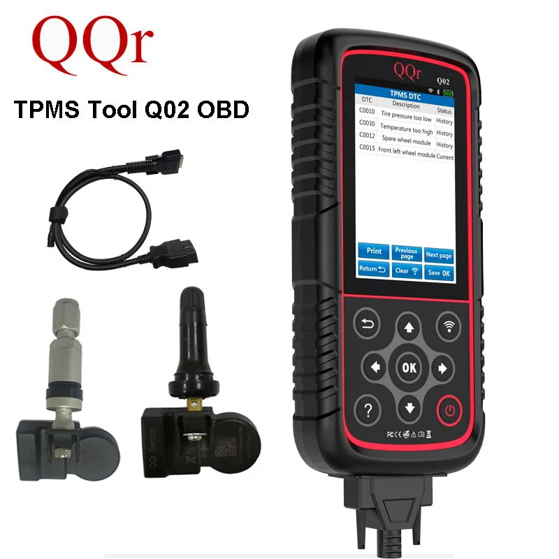 

2020 Newly QQr Q02 TPMS Tool with OBDII Adapters Tire Pressure Monitoring System