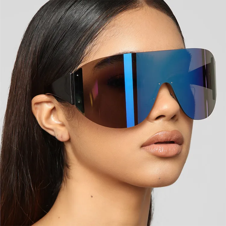 

VIFF HP20325 Trendy Fashion Shades Rimless Sun Glasses Unisex Vintage Oversized One Piece Lens Sunglasses for Men Women