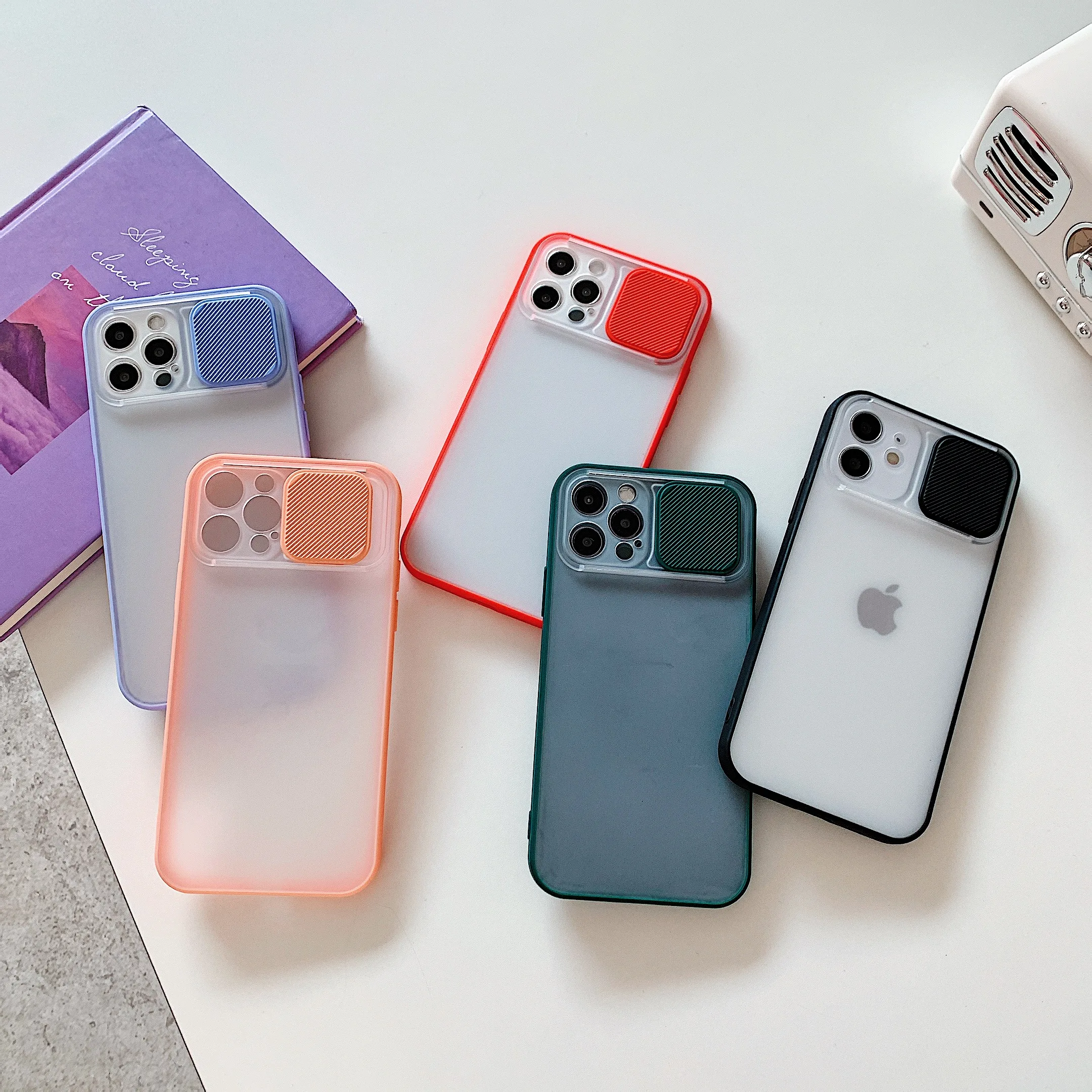 

Slide Camera Lens Full Protection Phone Case for iPhone 12 Pro Max 12 Mini 11 Xs Xr Shockproof Matte Clear Soft Mobile Cover